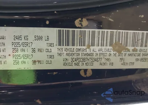 2017 Dodge Journey Sxt z USA, uszkodzony, nr VIN 3C4PDCBB7HT534677